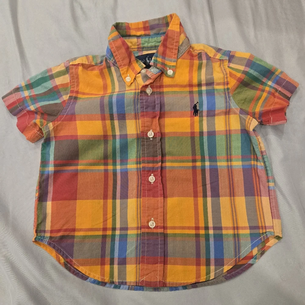 Ralph Lauren Green and Orange Button‎ Down Shirt